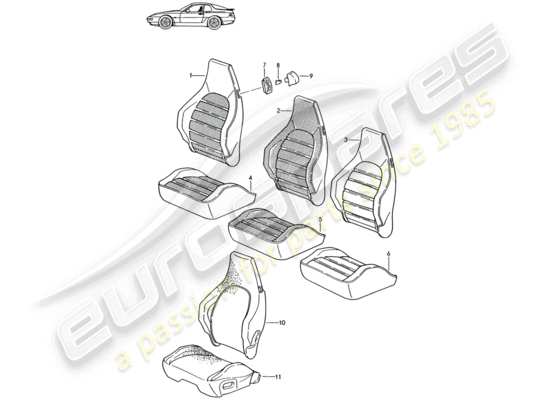 a part diagram from the Porsche Seat 944/968/911/928 (1992) parts catalogue
