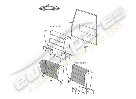 a part diagram from the Porsche Seat 944/968/911/928 parts catalogue