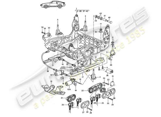 a part diagram from the Porsche Seat 944/968/911/928 parts catalogue