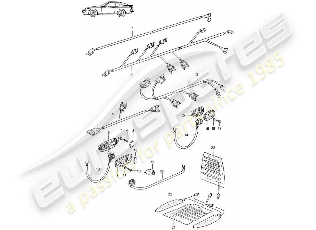 Porsche Seat 944/968/911/928 (1993) WIRING HARNESSES - SWITCH - SEAT HEATER - FRONT SEAT - D - MJ 1989>> - MJ 1991 Part Diagram