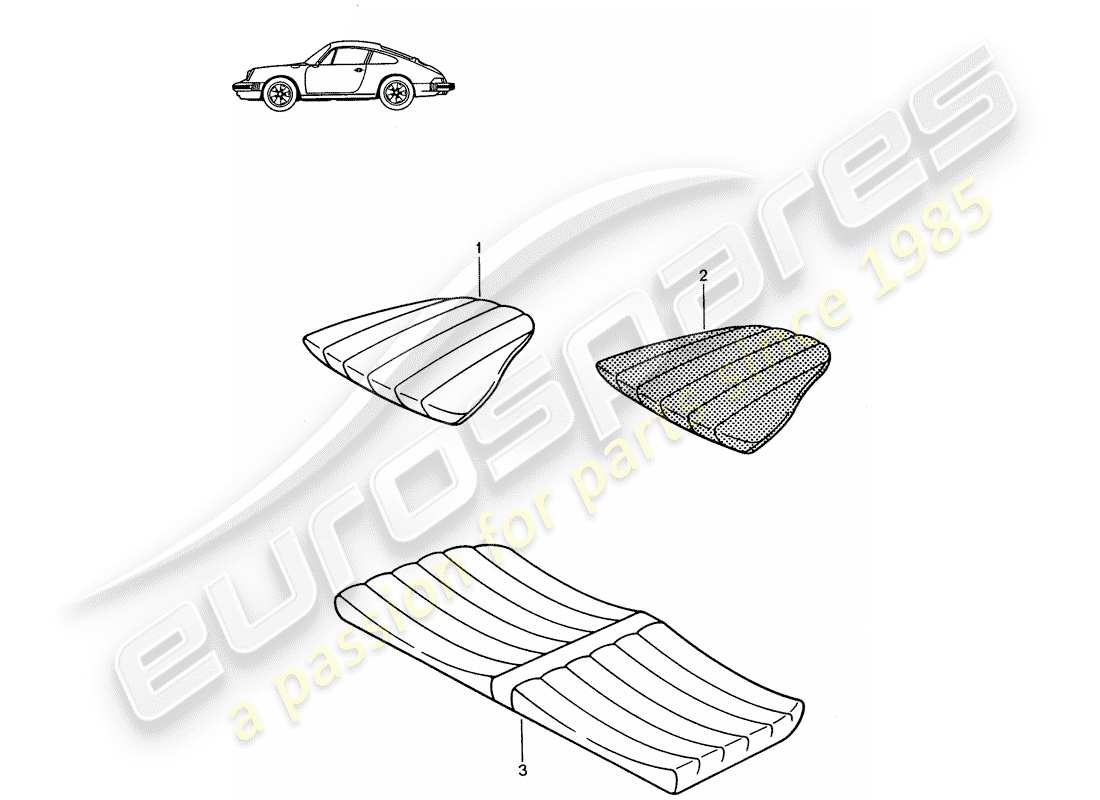 Porsche Seat 944/968/911/928 (1993) BACK SEAT CUSHION - - - D - MJ 1987>> - MJ 1989 Part Diagram