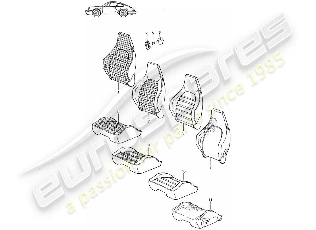 Porsche Seat 944/968/911/928 (1993) COVER - SPORTS SEAT - - D - MJ 1989>> - MJ 1994 Part Diagram