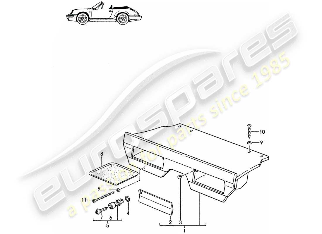 Porsche Seat 944/968/911/928 (1993) LUGGAGE RACK - - D >> - MJ 1991 Part Diagram