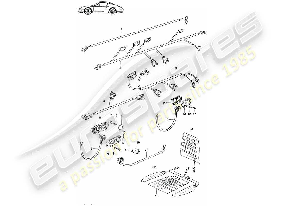 Porsche Seat 944/968/911/928 (1993) WIRING HARNESSES - SWITCH - SEAT HEATER - FRONT SEAT - D - MJ 1994>> - MJ 1998 Part Diagram