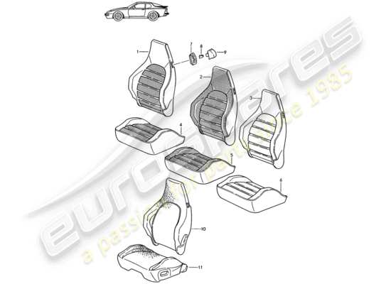 a part diagram from the Porsche Seat 944/968/911/928 (1993) parts catalogue