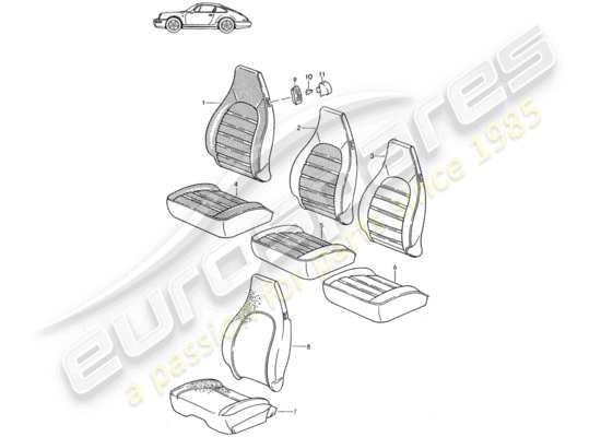 a part diagram from the Porsche Seat 944/968/911/928 (1993) parts catalogue