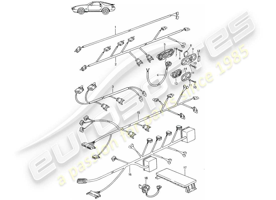 Porsche Seat 944/968/911/928 (1994) WIRING HARNESSES - SWITCH - SEAT - D - MJ 1987>> Part Diagram