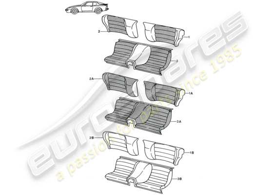 a part diagram from the Porsche Seat 944/968/911/928 parts catalogue