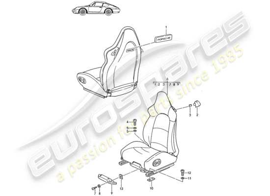 a part diagram from the Porsche Seat 944/968/911/928 parts catalogue