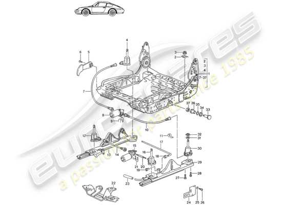 a part diagram from the Porsche Seat 944/968/911/928 parts catalogue