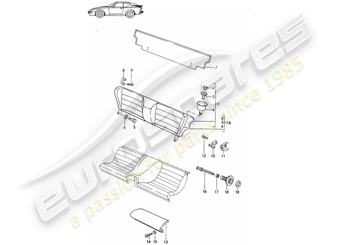 Porsche Seat 944/968/911/928 (1995) EMERGENCY SEAT - SINGLE PARTS - D >> - MJ 1988 Part Diagram