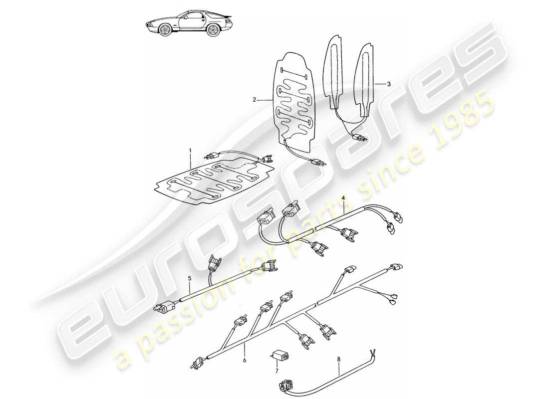 Porsche Seat 944/968/911/928 (1995) SITZHEIZUNG - WIRING HARNESSES - SWITCH - D - MJ 1987>> Part Diagram