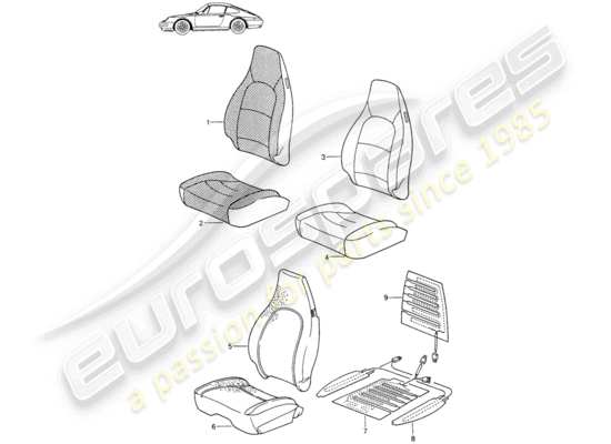 a part diagram from the Porsche Seat 944/968/911/928 parts catalogue