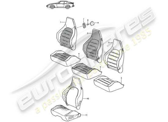 a part diagram from the Porsche Seat 944/968/911/928 parts catalogue