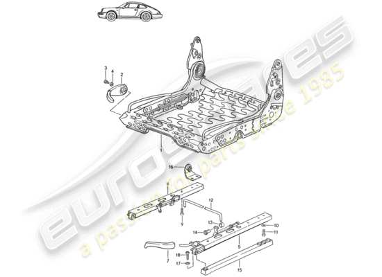 a part diagram from the Porsche Seat 944/968/911/928 parts catalogue