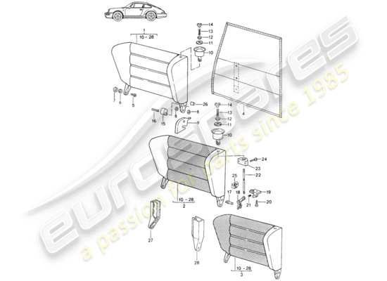 a part diagram from the Porsche Seat 944/968/911/928 parts catalogue