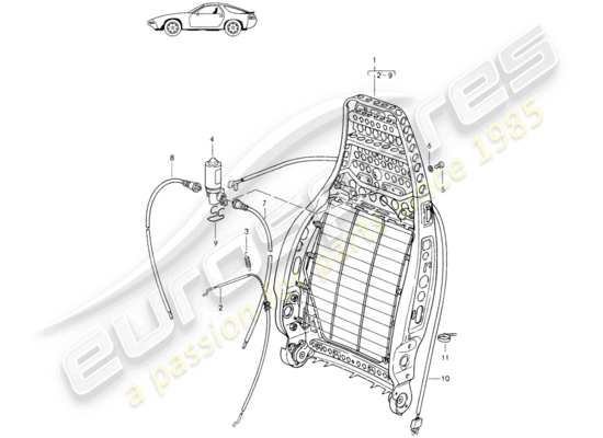 a part diagram from the Porsche Seat 944/968/911/928 parts catalogue