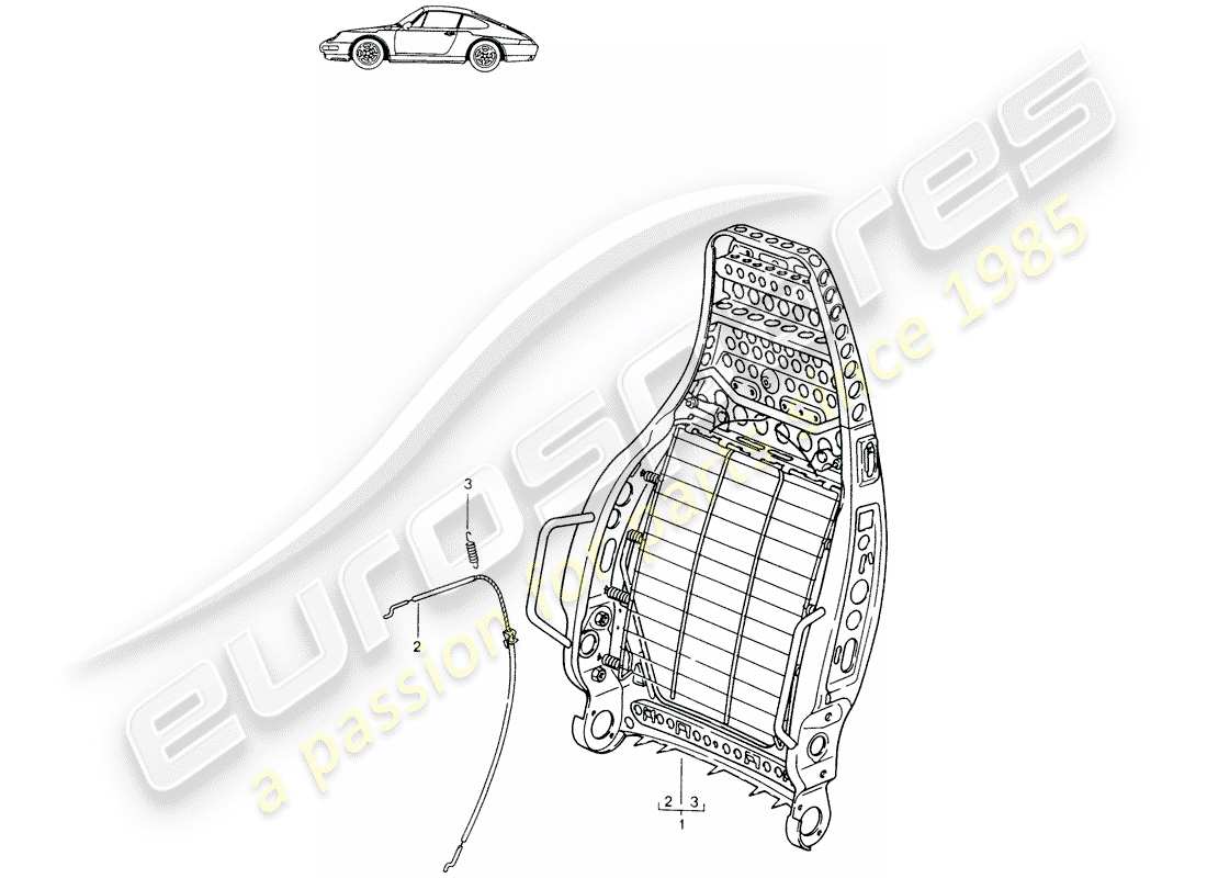 Porsche Seat 944/968/911/928 (1997) BACKREST FRAME - SPORTS SEAT - D - MJ 1994>> - MJ 1994 Part Diagram