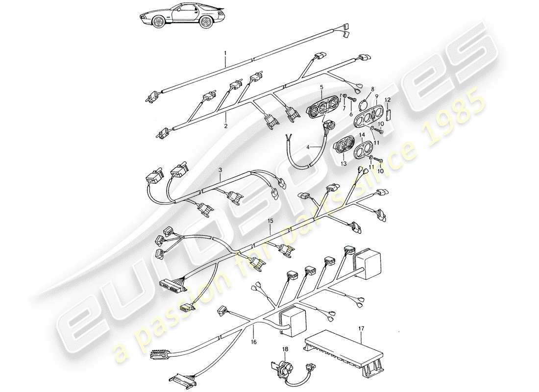Porsche Seat 944/968/911/928 (1997) WIRING HARNESSES - SWITCH - SEAT - D - MJ 1987>> Part Diagram