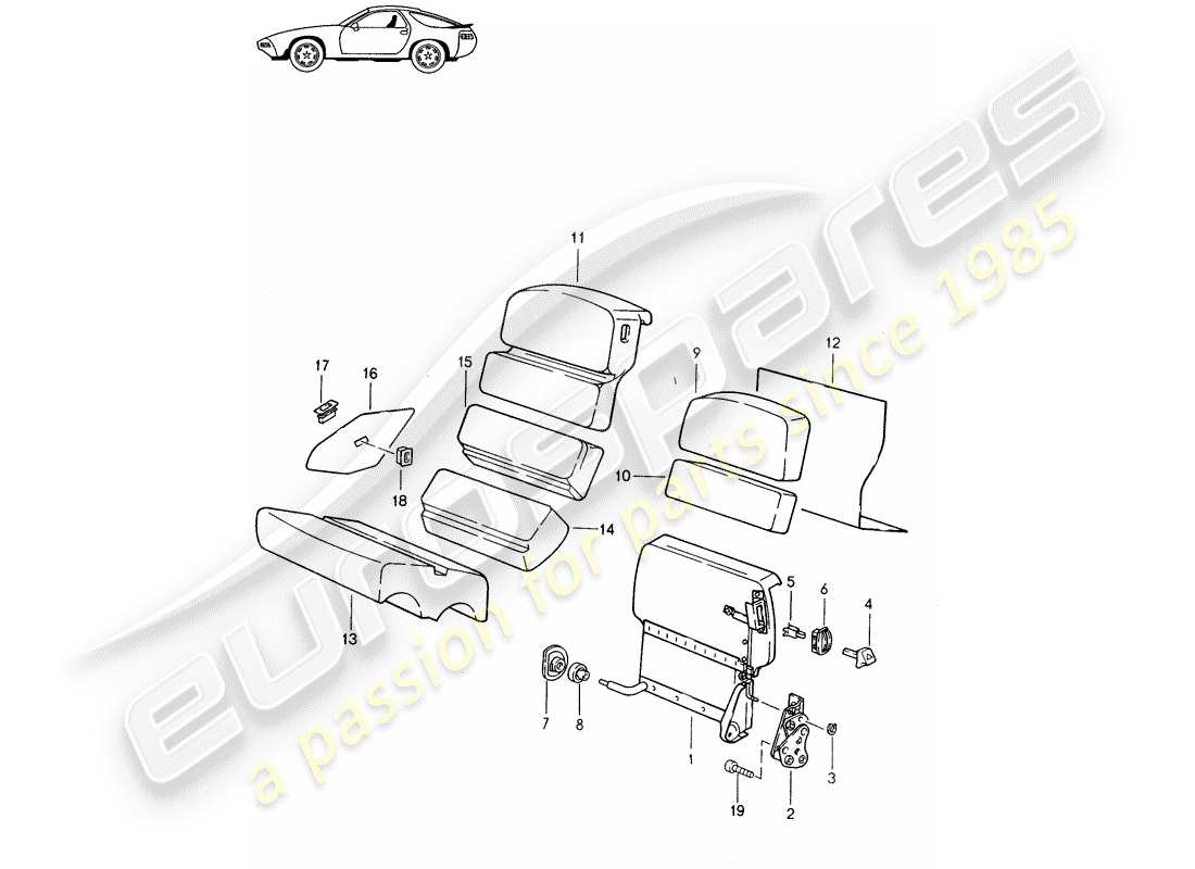 Porsche Seat 944/968/911/928 (1997) EMERGENCY SEAT - D - MJ 1985>> - MJ 1986 Part Diagram