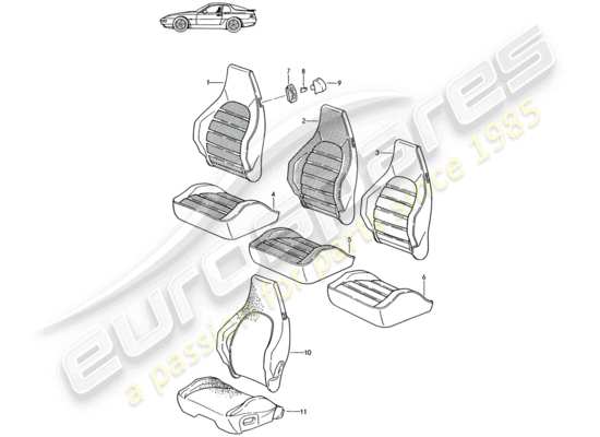 a part diagram from the Porsche Seat 944/968/911/928 parts catalogue