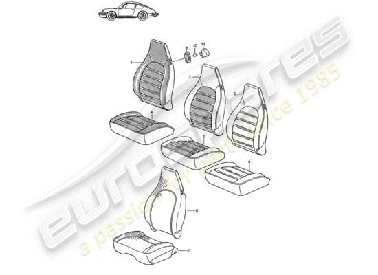 a part diagram from the Porsche Seat 944/968/911/928 parts catalogue