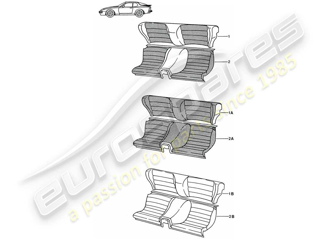 Porsche Seat 944/968/911/928 (1998) EMERGENCY SEAT - COMPLETE - D >> - MJ 1988 Part Diagram