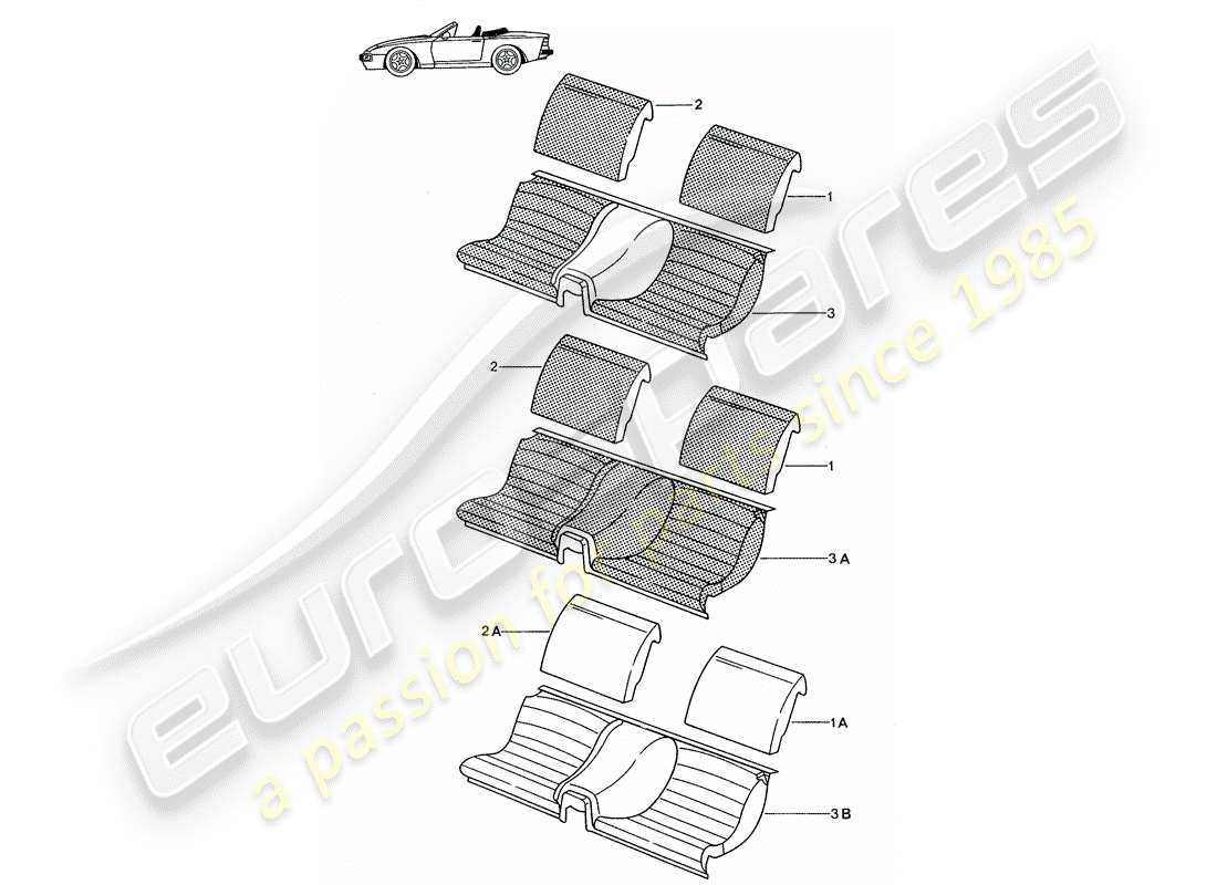 Porsche Seat 944/968/911/928 (1998) EMERGENCY SEAT - COMPLETE - - D - MJ 1989>> - MJ 1991 Part Diagram