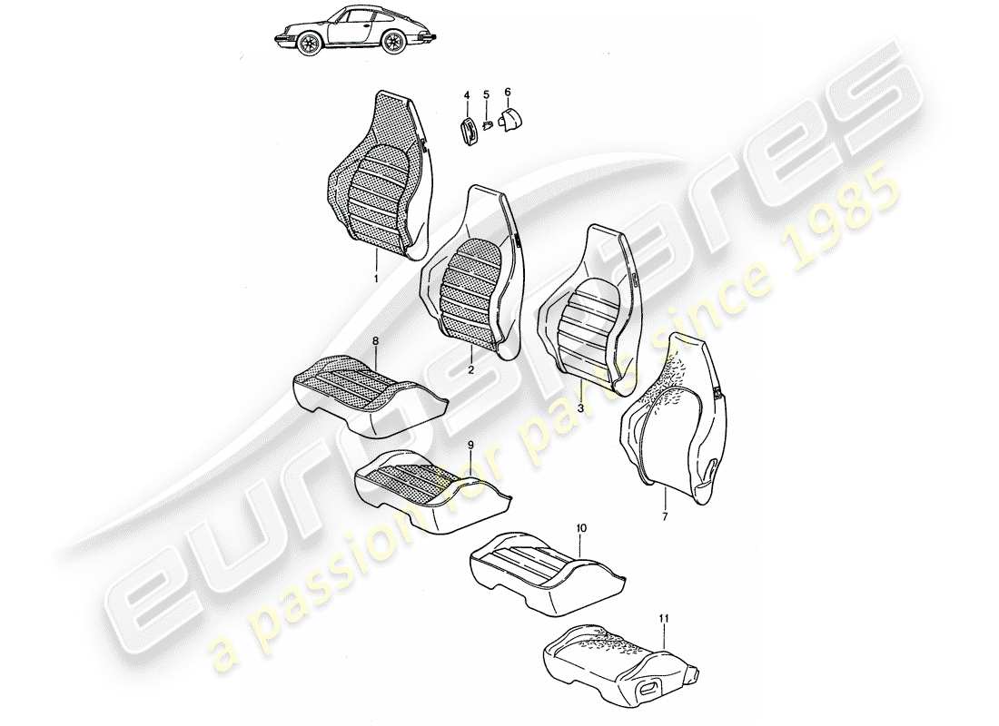 Porsche Seat 944/968/911/928 (1998) COVER - SPORTS SEAT - D - MJ 1987>> - MJ 1989 Part Diagram