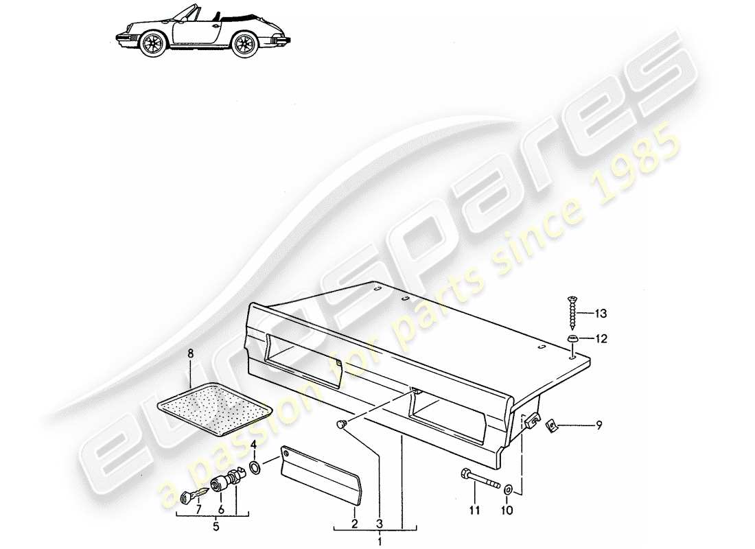 Porsche Seat 944/968/911/928 (1998) LUGGAGE RACK - - D - MJ 1985>> - MJ 1986 Part Diagram