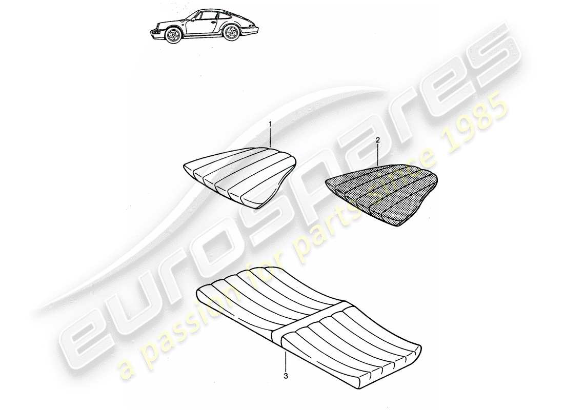 Porsche Seat 944/968/911/928 (1998) BACK SEAT CUSHION - - - D - MJ 1989>> - MJ 1994 Part Diagram