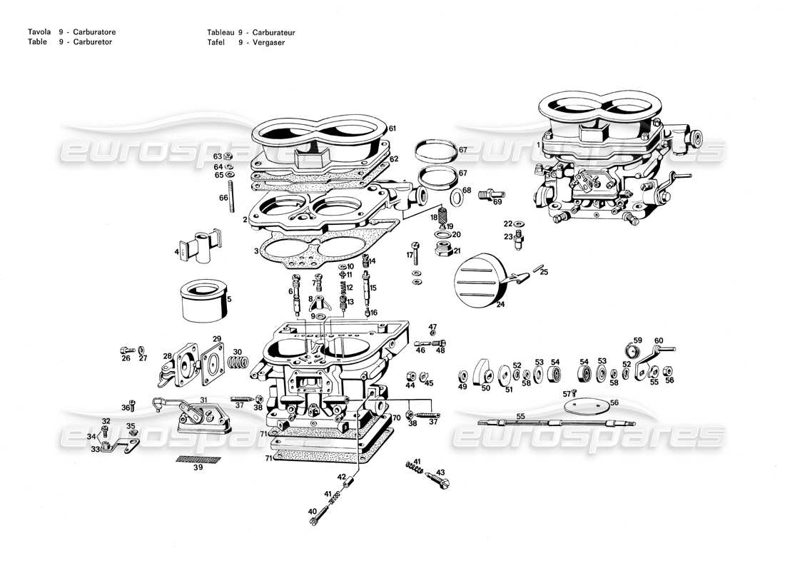 Maserati Merak 3.0 carburetor Parts Diagram