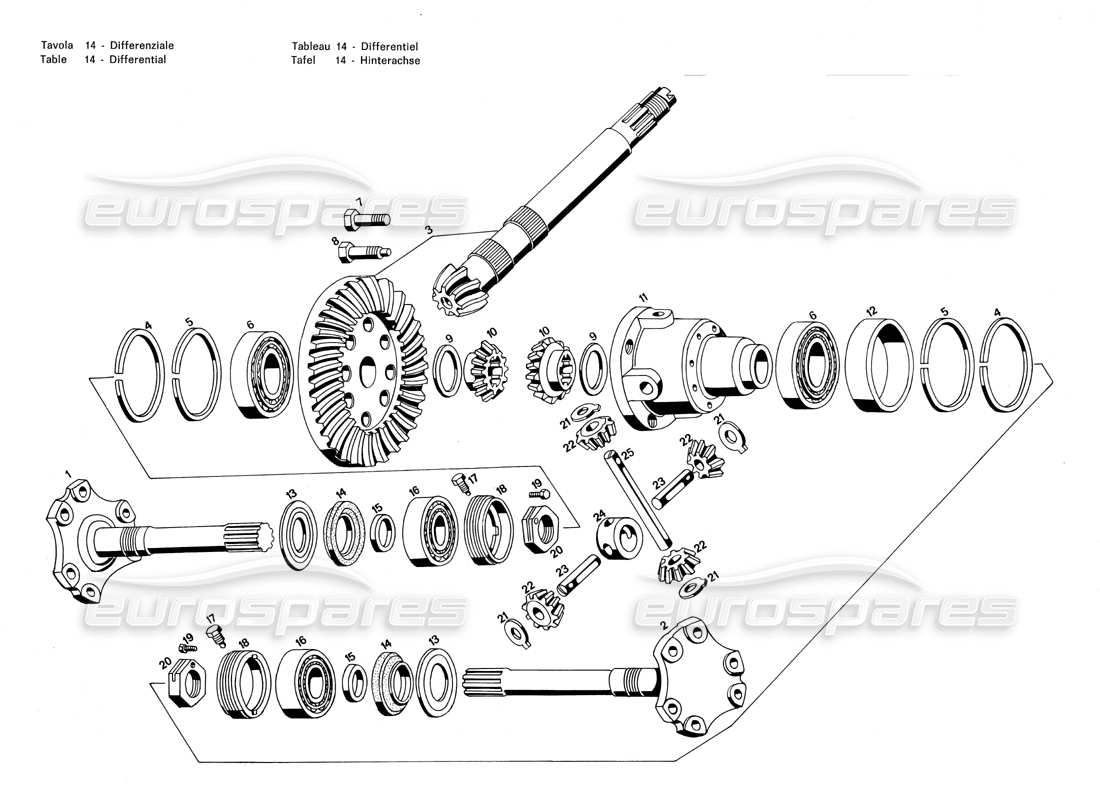 Maserati Merak 3.0 DIFFERENTIAL Part Diagram