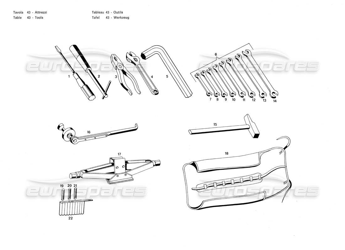 Maserati Merak 3.0 Tools Parts Diagram