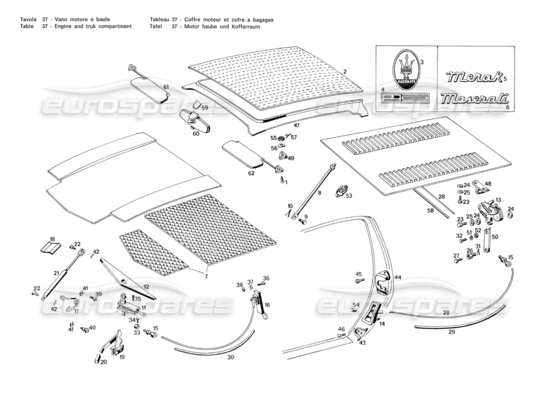 a part diagram from the Maserati Merak parts catalogue