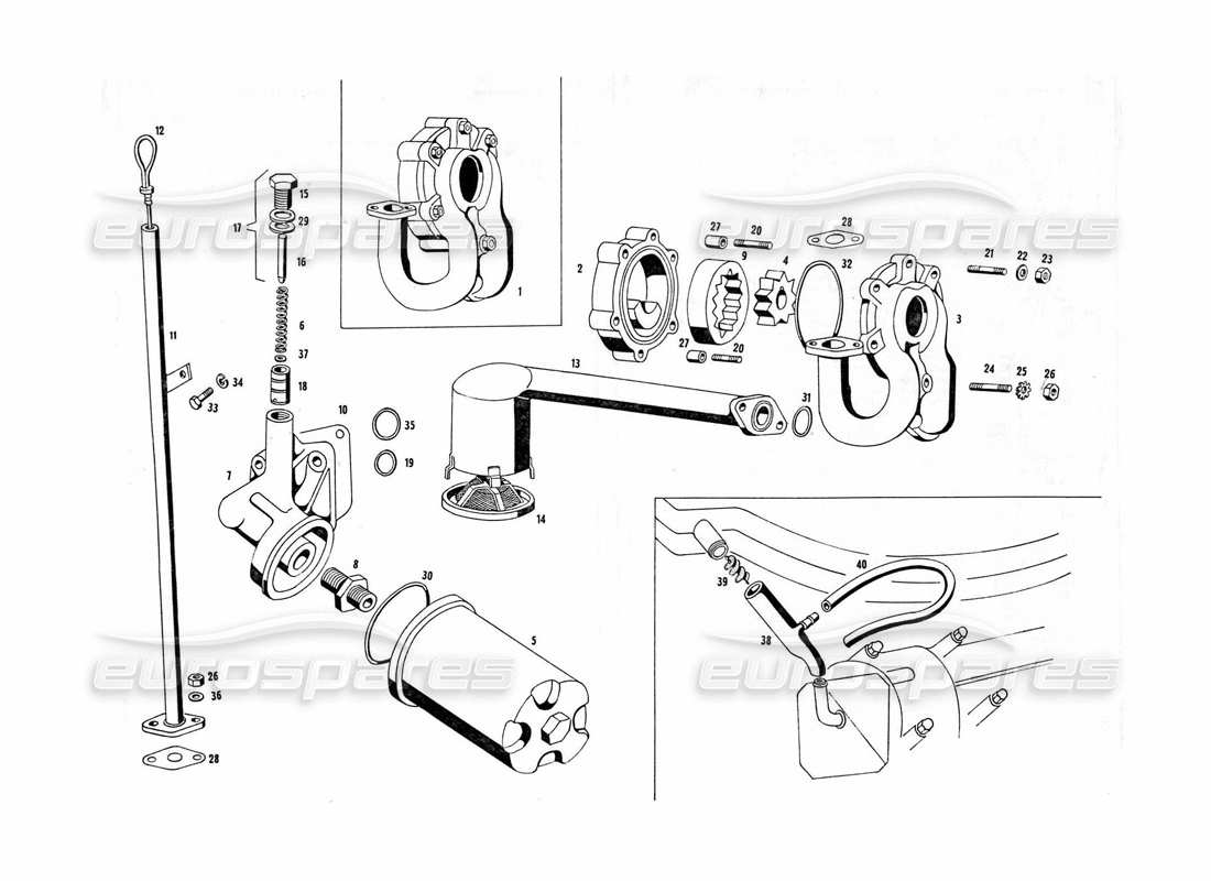 Maserati Indy 4.2 oil pump and filter Parts Diagram
