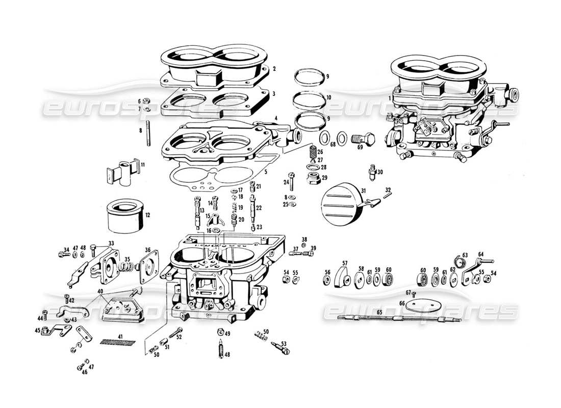 Maserati Indy 4.2 carburetor Parts Diagram