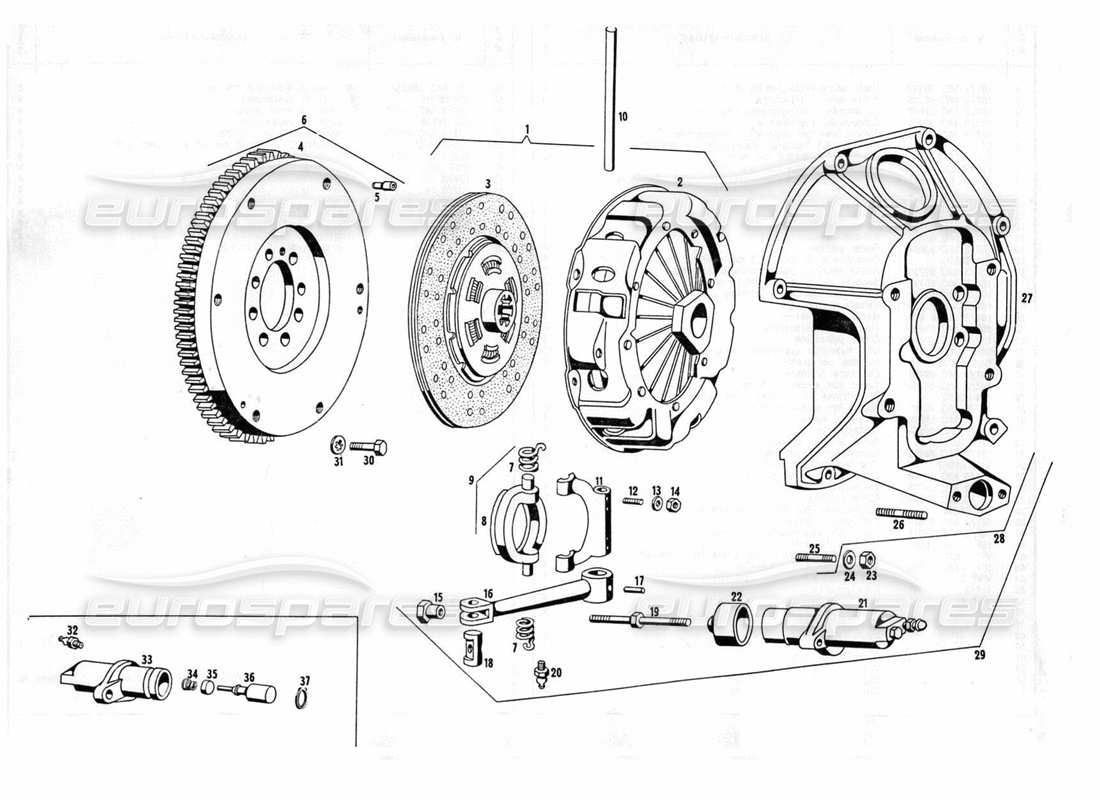 Maserati Indy 4.2 clutch Parts Diagram
