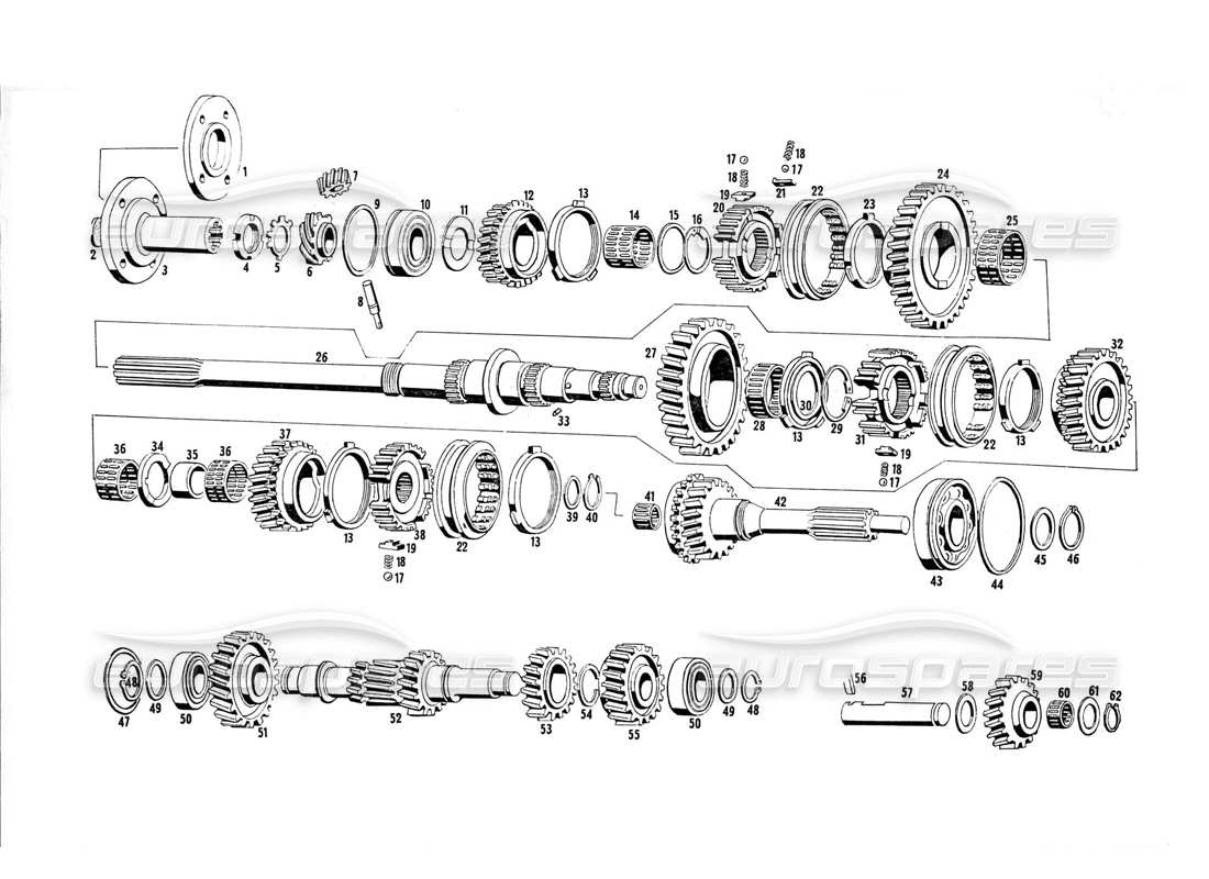 Maserati Indy 4.2 Transmission Gears Parts Diagram