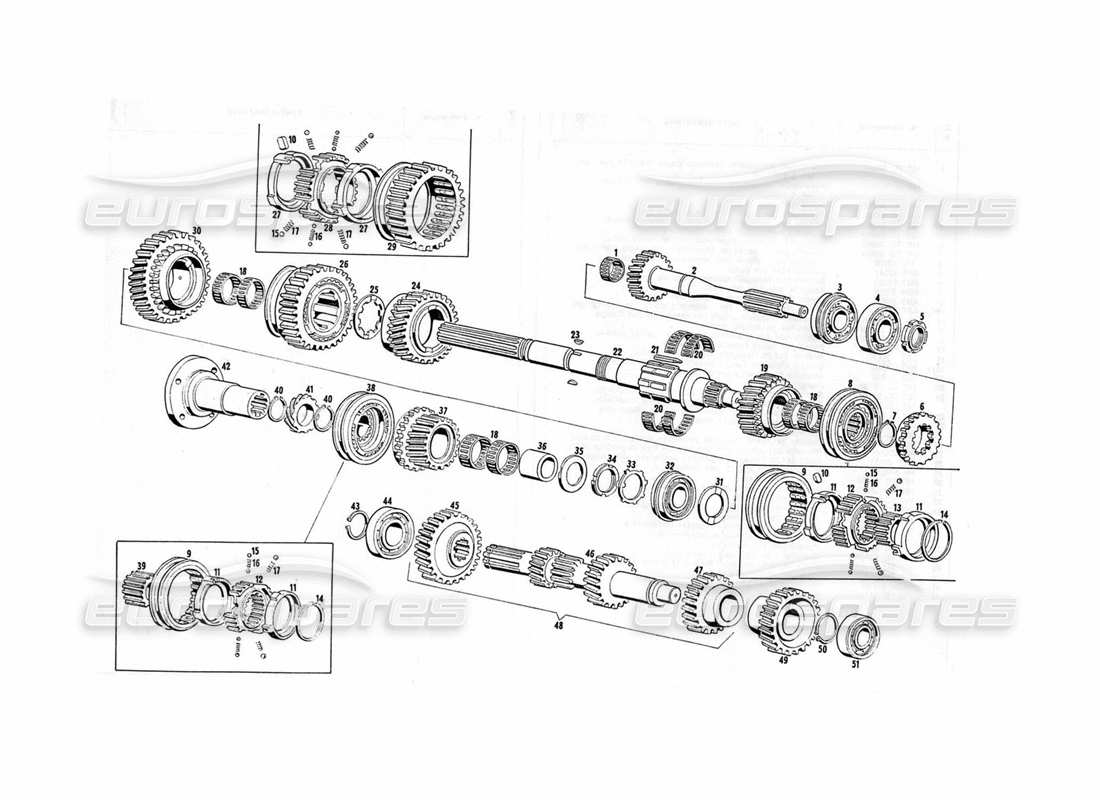 Maserati Indy 4.2 Transmission Gears Parts Diagram