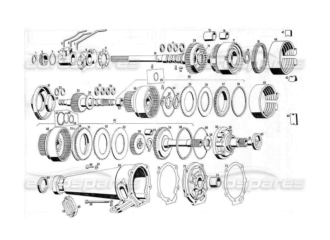 Maserati Indy 4.2 Automatic Transmission Gears Parts Diagram