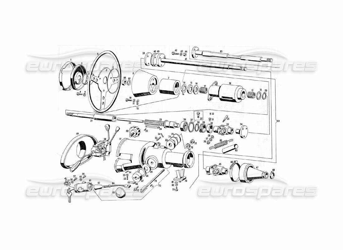 Maserati Indy 4.2 Steering Parts (USA) Parts Diagram