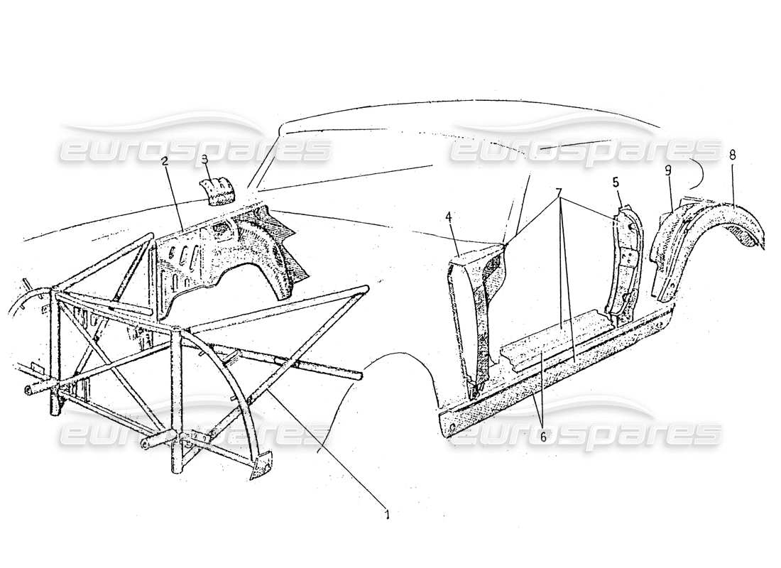 Ferrari 330 GT 2+2 (Coachwork) Inner Frames (edition 1) Parts Diagram