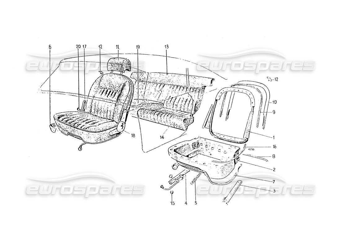 Ferrari 330 GT 2+2 (Coachwork) Seats (edition 2) Parts Diagram