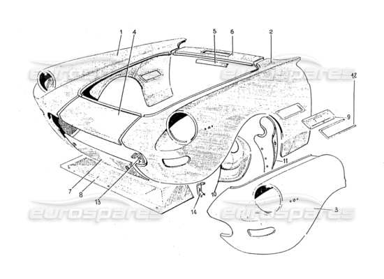 a part diagram from the Ferrari 330 GT 2+2 (Coachwork) parts catalogue