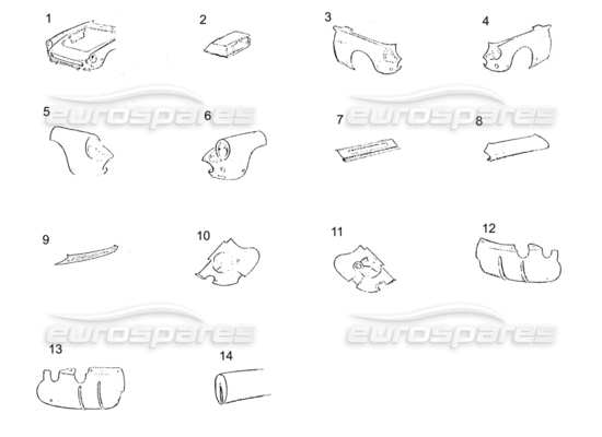 a part diagram from the Ferrari 250 GT (Coachwork) parts catalogue