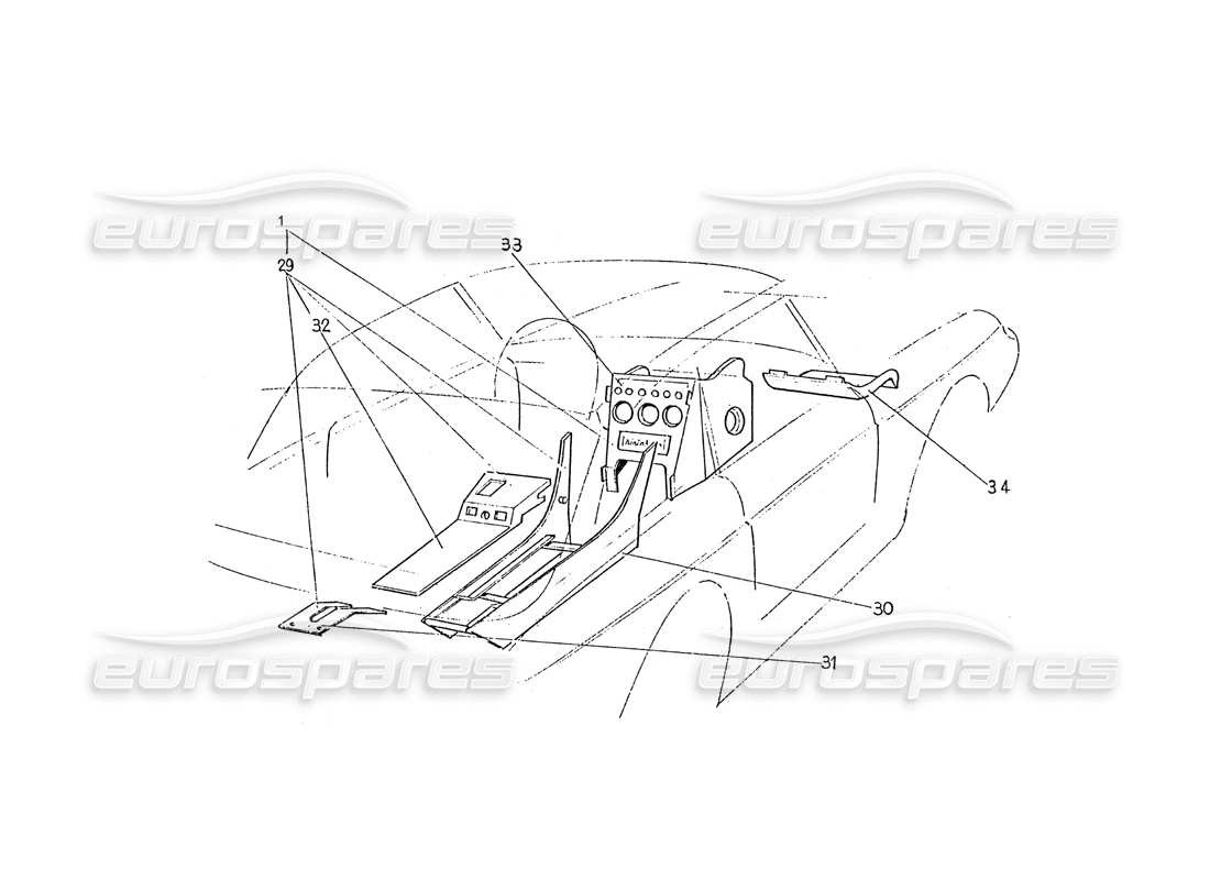 Ferrari 330 GTC / 365 GTC (Coachwork) Center console (series 1) Parts Diagram