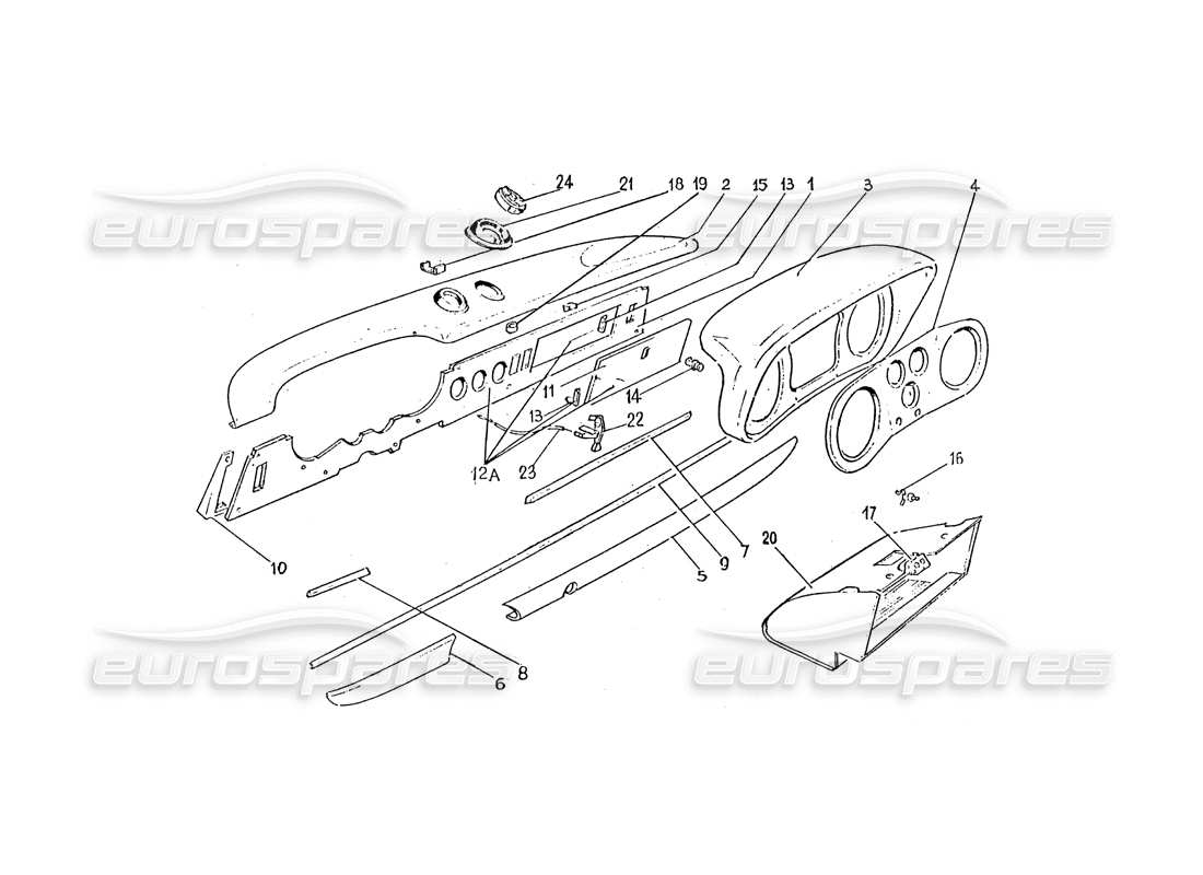Ferrari 330 GTC / 365 GTC (Coachwork) DASH BOARD Parts Diagram
