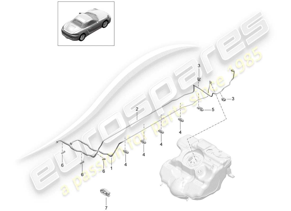 Porsche 718 Boxster (2017) FUEL LINE Part Diagram