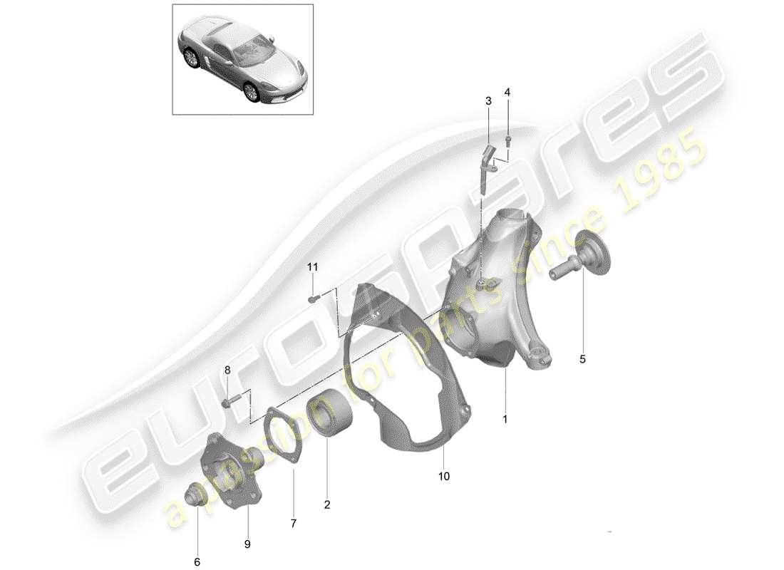 Porsche 718 Boxster (2017) wheel carrier Part Diagram